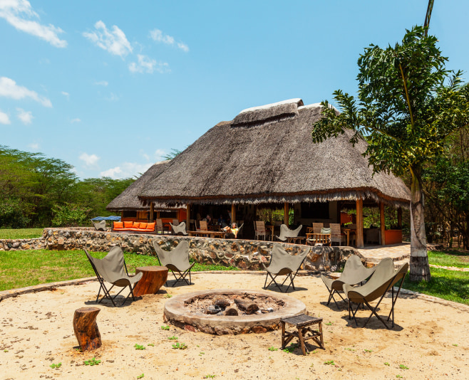 A restaurant in traditional style in Queen Elizabeth National Park, Uganda