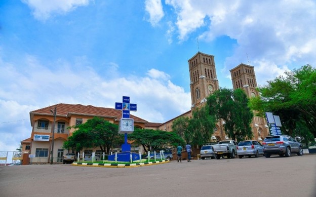 Aerial view of Rubaga Cathedral and its surroundings
