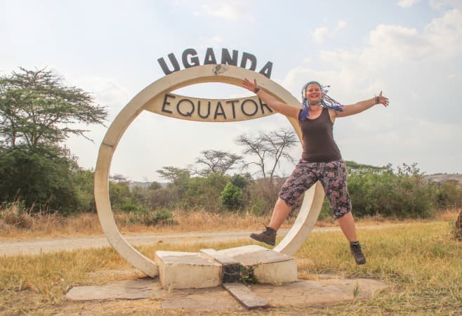 Equator in Queen Elizabeth National Park in Uganda