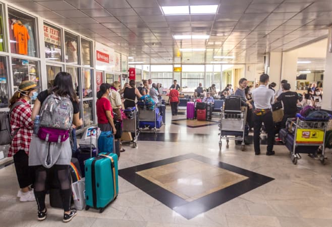 Queue at the Entebbe International Airport, Uganda
