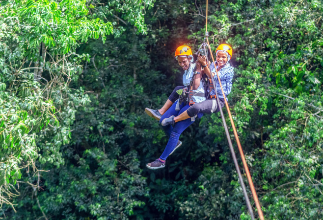 Ziplining at Lake Bunyonyi, Uganda